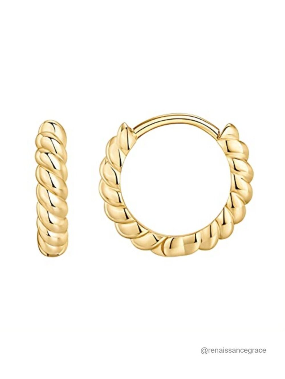 14K Gold Plated Twisted Huggie Hoop Earrings Dainty Mini